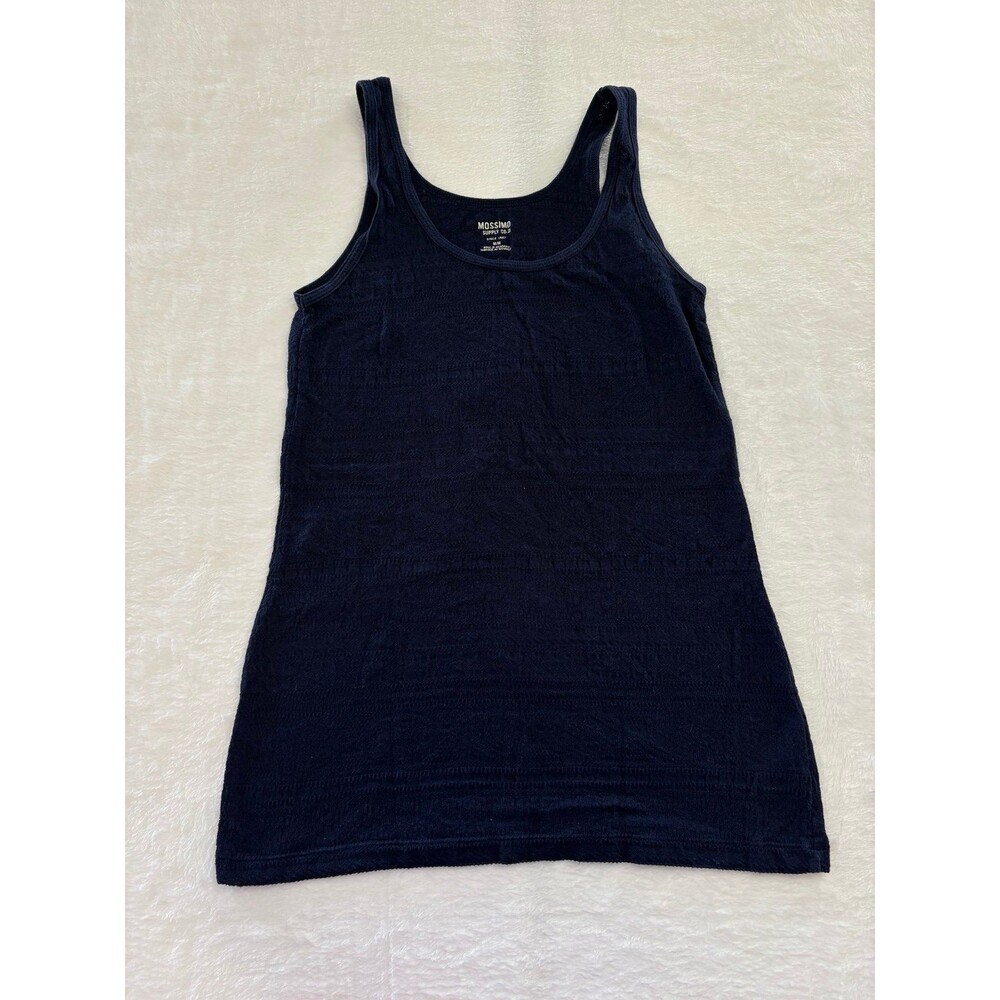 Mossimo Dark Blue Knit Embroidered Tank Top Size Medium